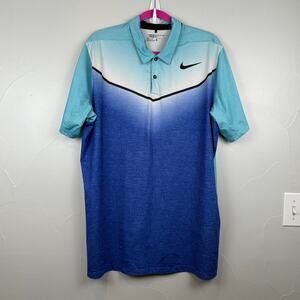 Nike Golf Dri-Fit Polo Shirt XL Blue Gradient Fade Standard Fit Athletic
